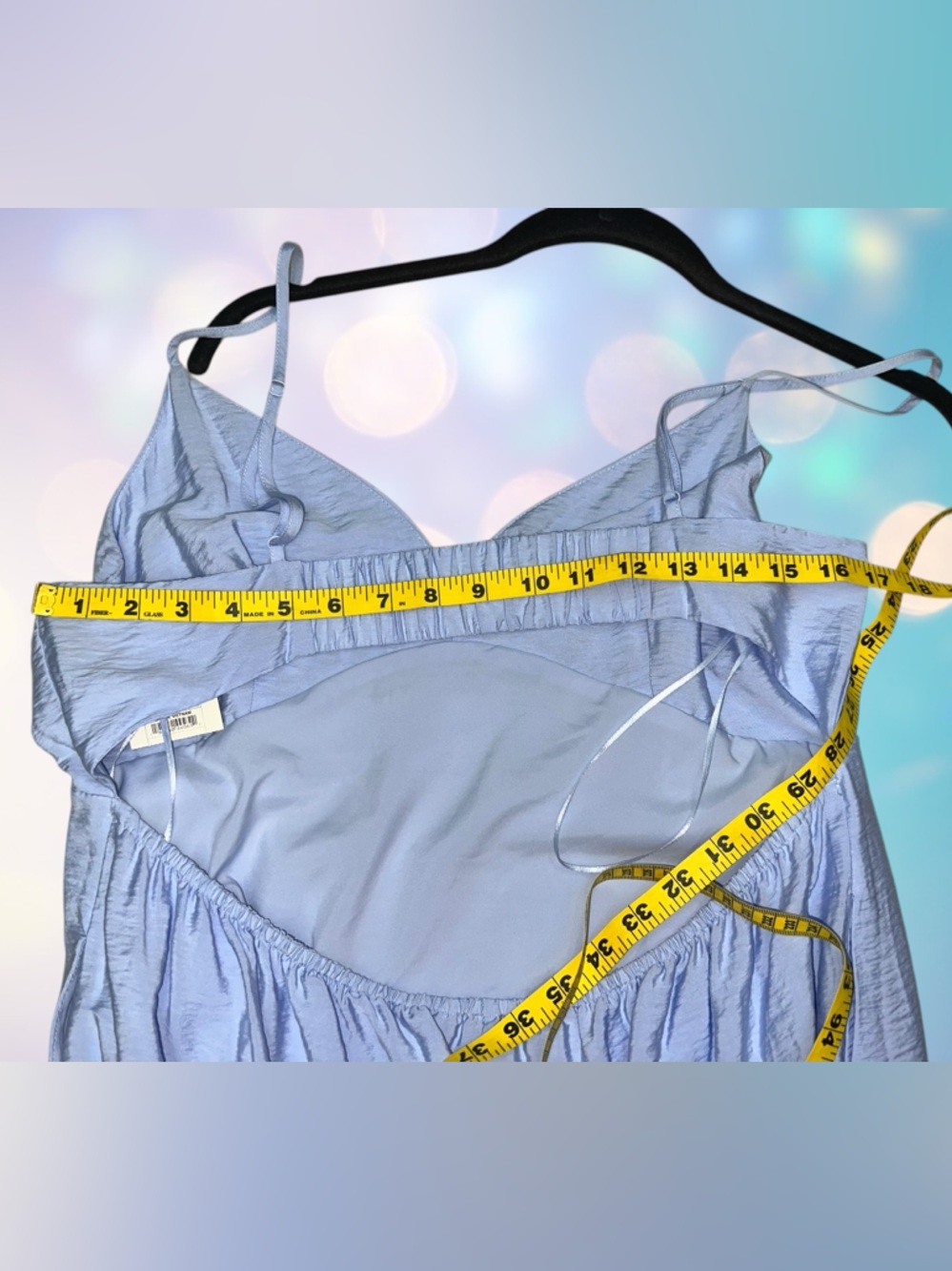 A new day Open Back Baby Blue Flowy Midi Dress with Adjustable Straps, Sz Large - Picture 9 of 11